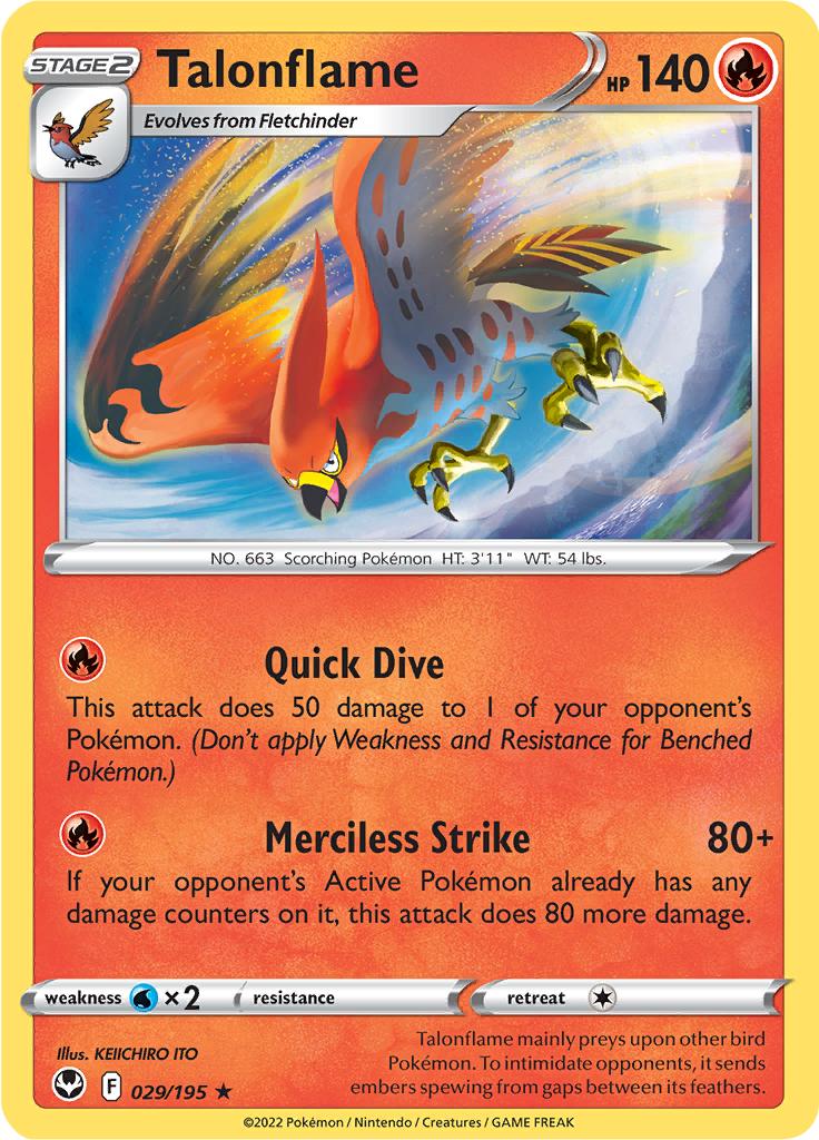 Pokémon-kaart Talonflame 029/195 Rare uit de set Silver Tempest