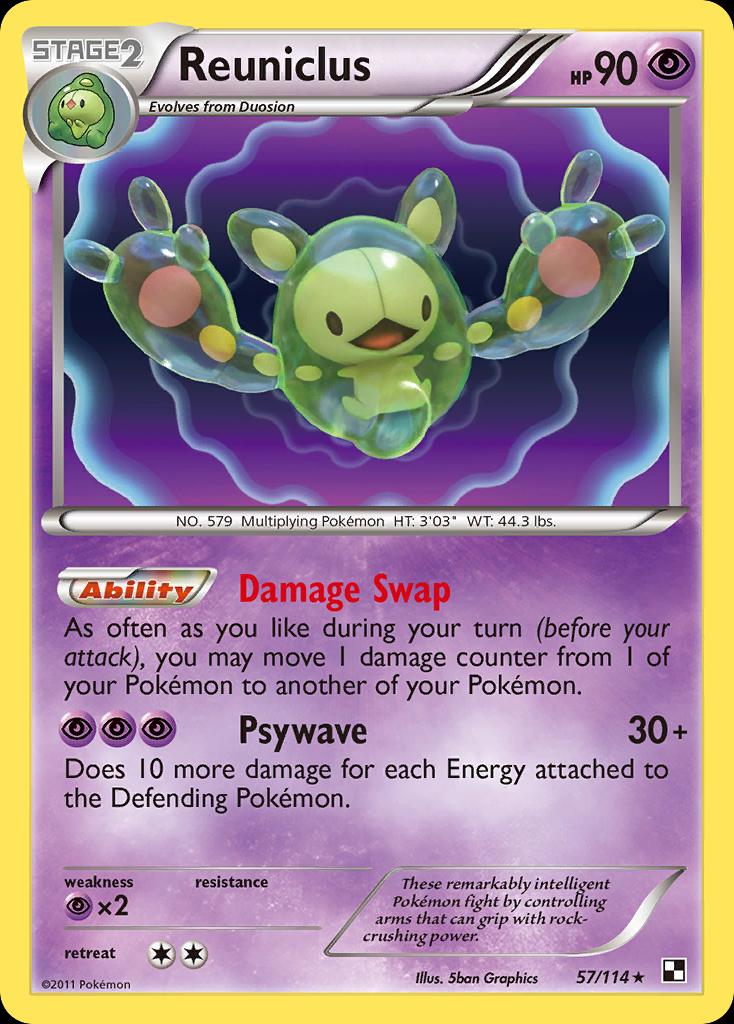 Pokémon-kaart Reuniclus 57/114 Holo Rare uit de set Black & White