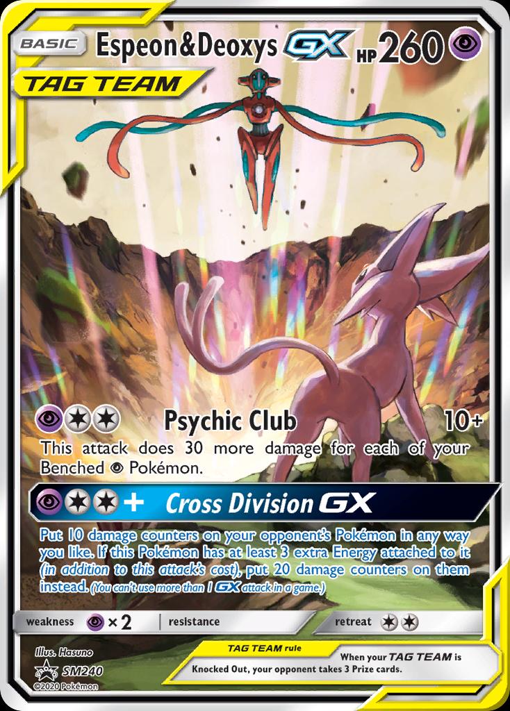 Pokémon-kaart Espeon & Deoxys GX SM240 Promo uit de set SM Black Star Promos Image principale du produit
