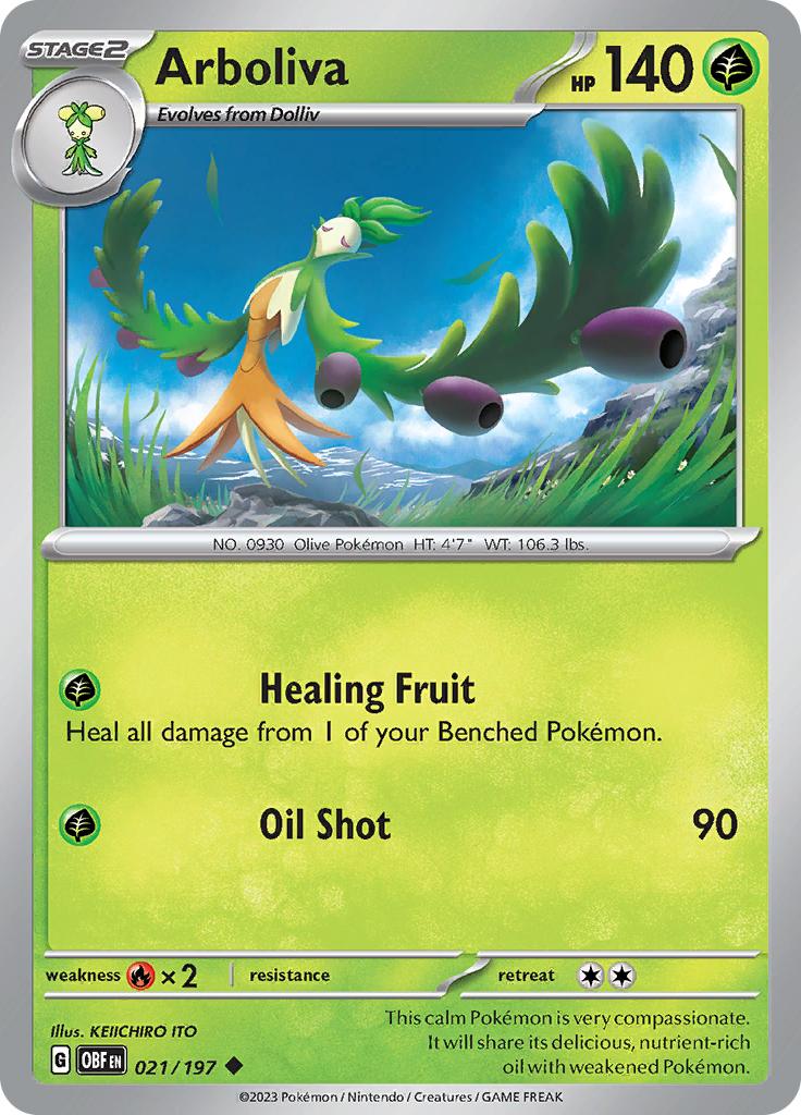 Pokémon-kaart Arboliva 021/197 Uncommon uit de set Obsidian Flames Image principale du produit