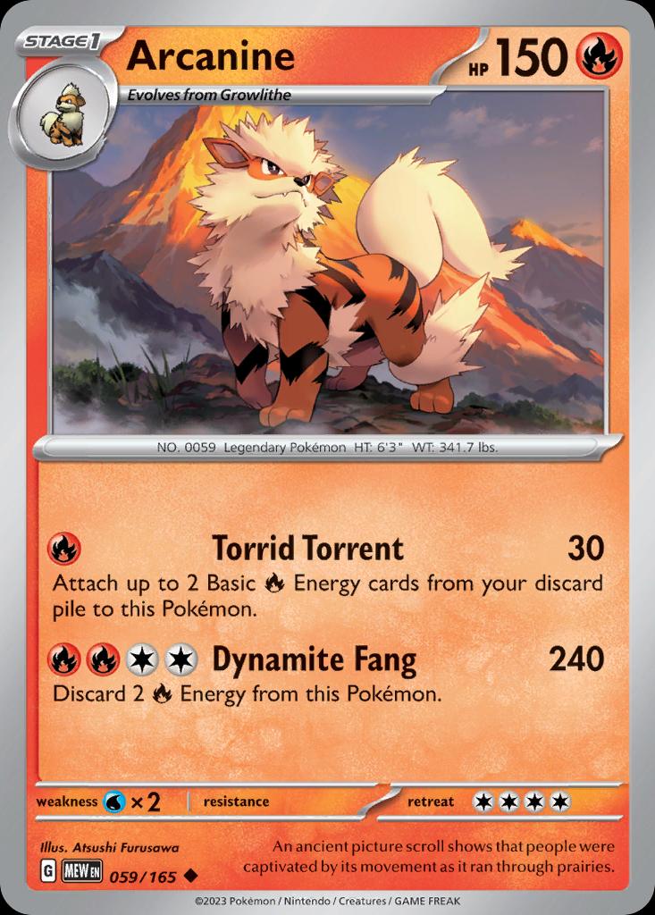 Pokémon-kaart Arcanine 59/165 Uncommon uit de set 151 Main image