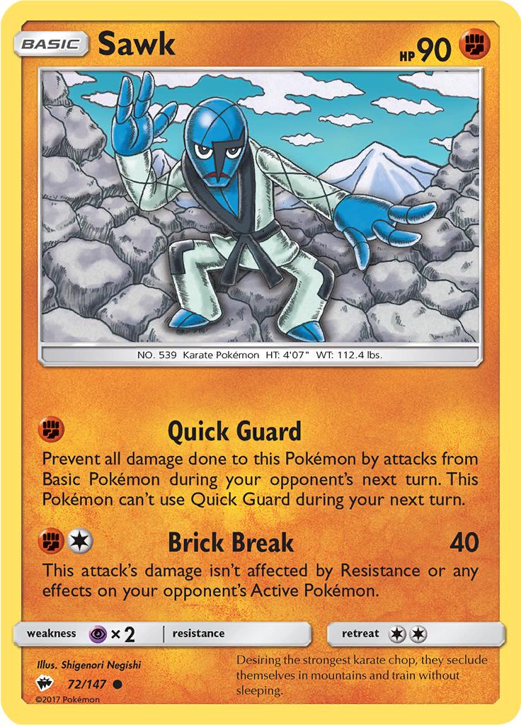 Pokémon-kaart Sawk 72/147 Common uit de set Burning Shadows