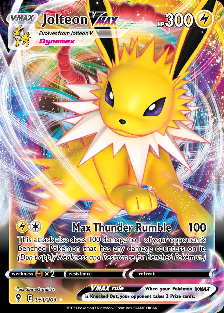 Pokémon-kaart Jolteon VMAX 051/203 Ultra Rare uit de set Evolving Skies