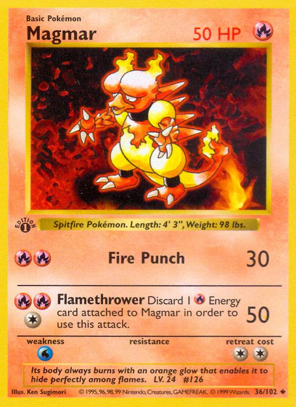 Pokémon-kaart Magmar 36/102 Uncommon uit de set Base Set Hoofdafbeelding
