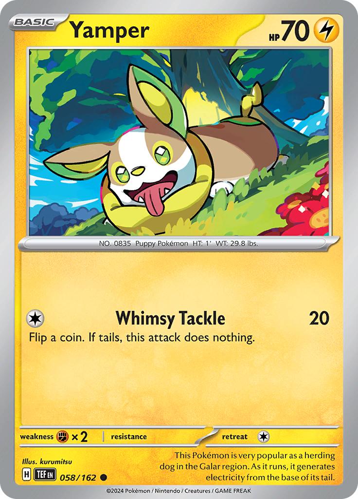 Pokémon-kaart Yamper 058/162 Common uit de set Temporal Forces