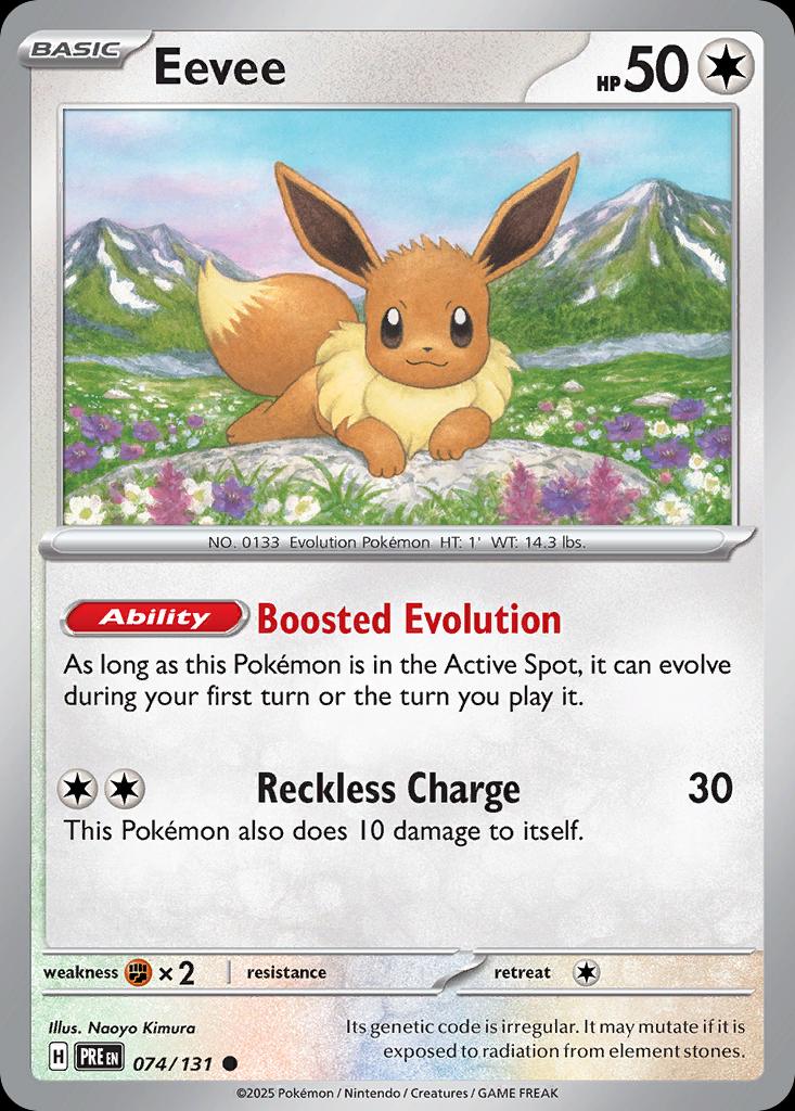 Pokémon-kaart Eevee 74/131 Common uit de set Prismatic Evolutions Hoofdafbeelding
