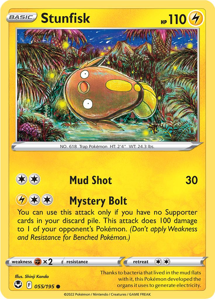 Pokémon-kaart Stunfisk 055/195 Common uit de set Silver Tempest