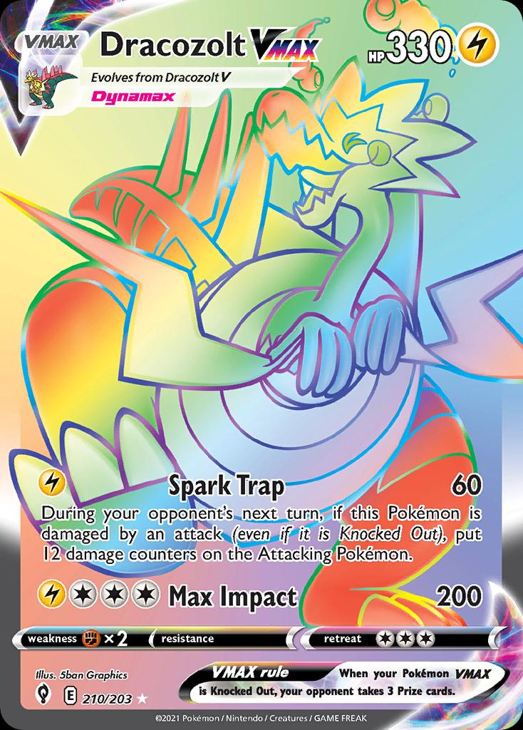 Pokémon-kaart Dracozolt VMAX 210/203 Secret Rare uit de set Evolving Skies