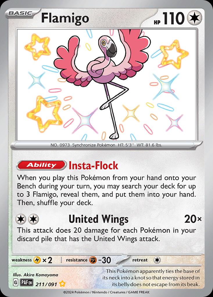 Pokémon-kaart Flamigo 211/91 Shiny Rare uit de set Paldean Fates Hauptbild