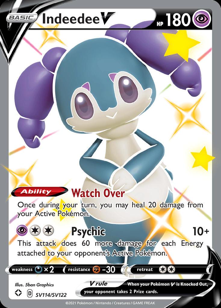 Pokémon-kaart Indeedee V SV114/SV122 Secret Rare uit de set Shining Fates