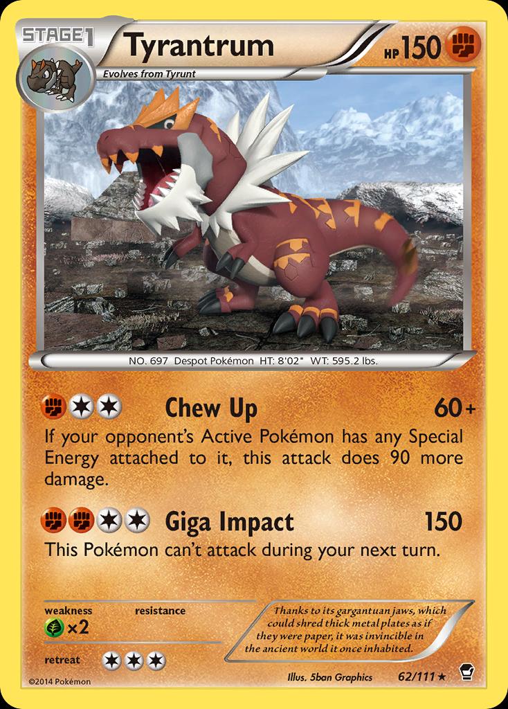 Pokémon-kaart Tyrantrum 62/111 Rare uit de set Furious Fists Image principale du produit