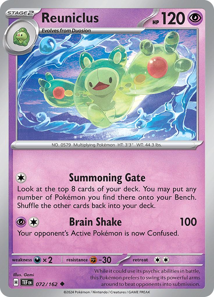 Pokémon-kaart Reuniclus 072/162 Uncommon uit de set Temporal Forces Image principale du produit