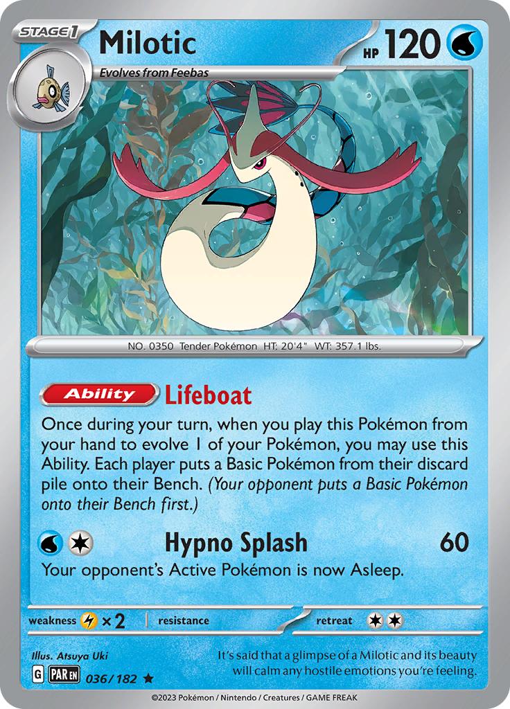 Pokémon-kaart Milotic 036/182 Rare uit de set Paradox Rift