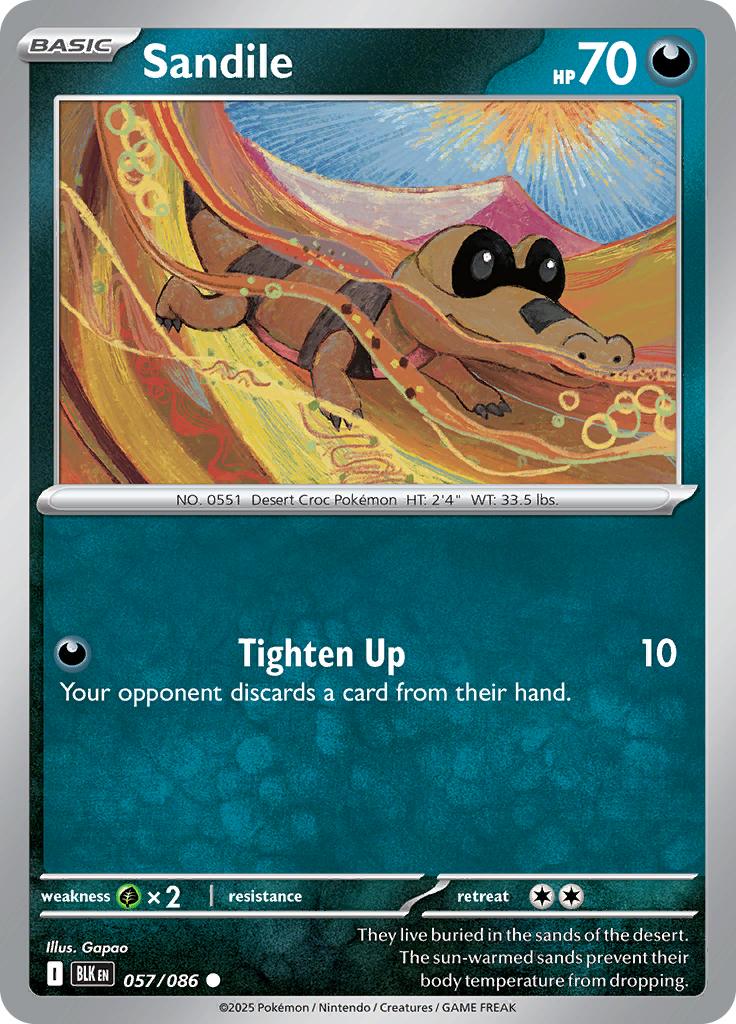 Pokémon-kaart Sandile 057/086 Common uit de set Black Bolt