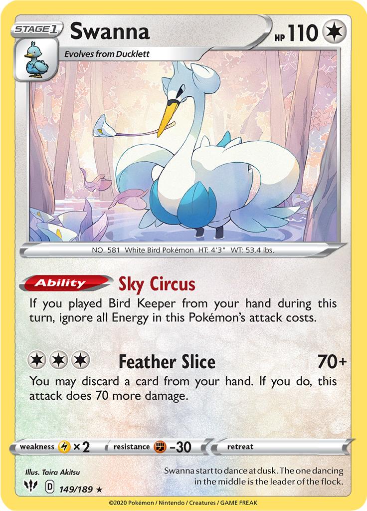 Pokémon-kaart Swanna 149/189 Rare uit de set Darkness Ablaze Image principale du produit