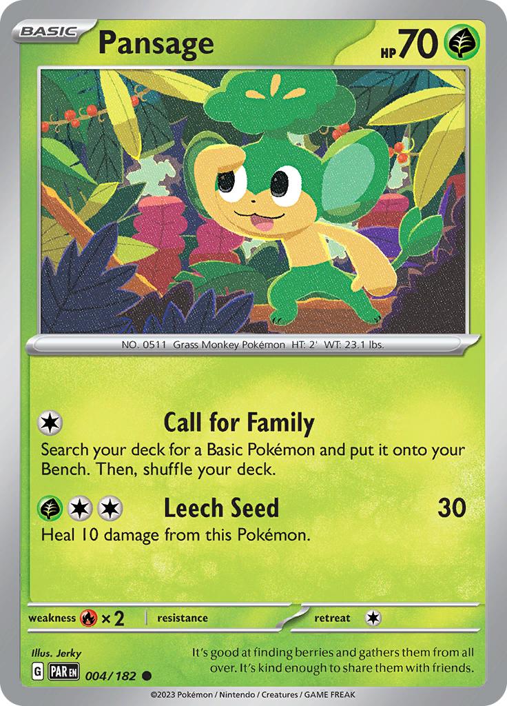 Pokémon-kaart Pansage 004/182 Common uit de set Paradox Rift