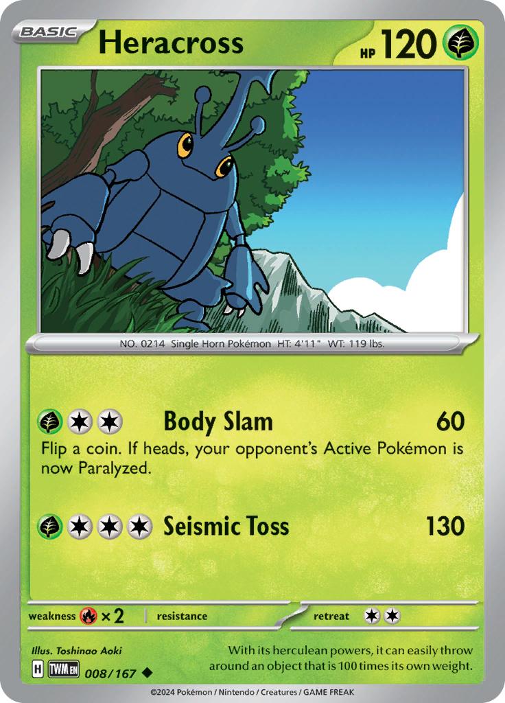 Pokémon-kaart Heracross 008/167 Uncommon uit de set Twilight Masquerade