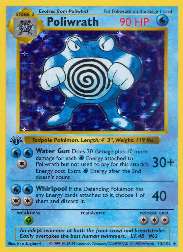 Pokémon-kaart Poliwrath 13/102 Holo Rare uit de set Base Set