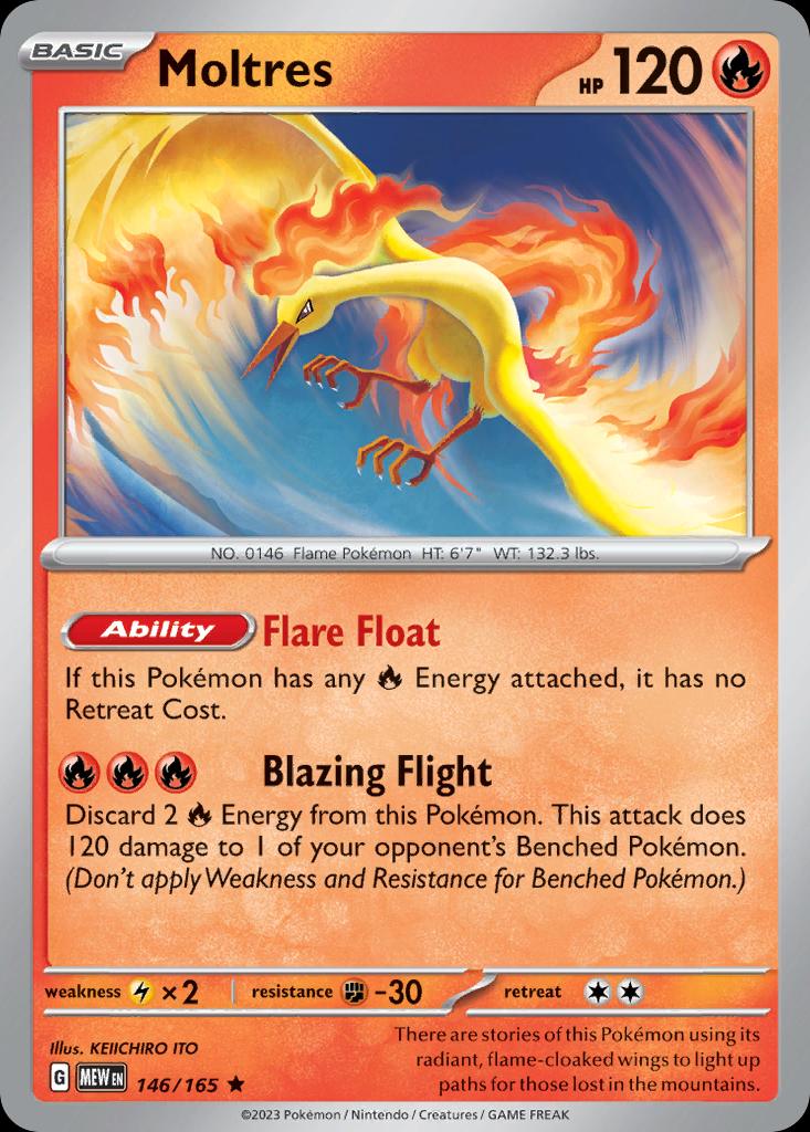 Pokémon-kaart Moltres 146/165 Rare uit de set 151 Image principale du produit