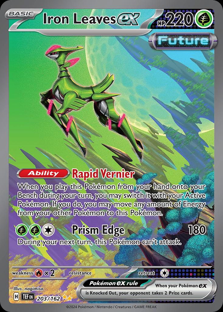Pokémon-kaart Iron Leaves ex 203/162 Special Illustration Rare uit de set Temporal Forces