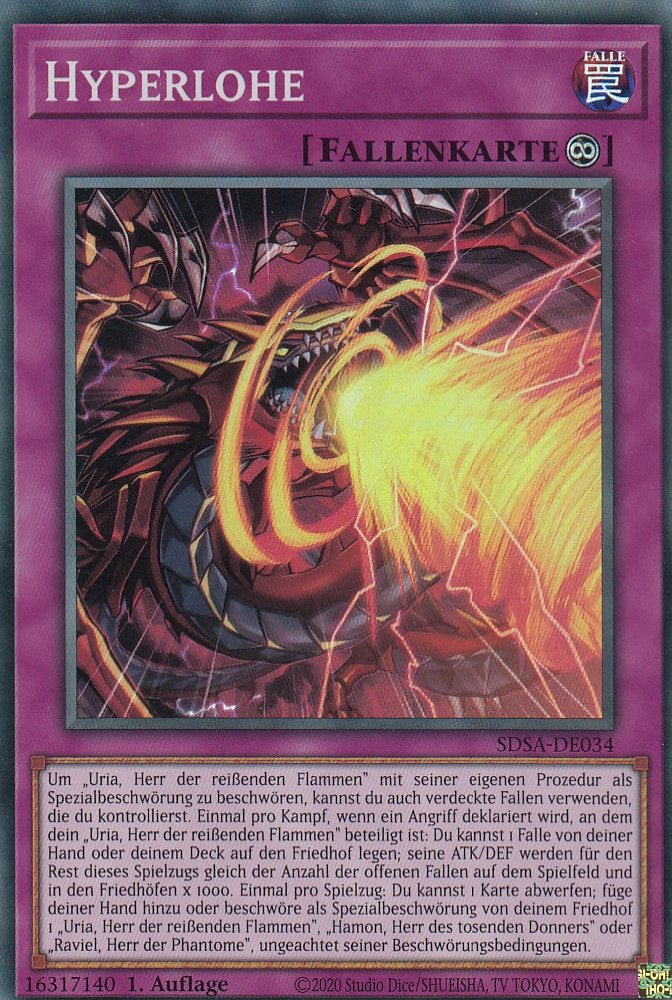Yu-Gi-Oh!-kaart Hyper Blaze SDSA-DE034 Super Rare uit Structure Deck: Sacred Beasts Image principale du produit