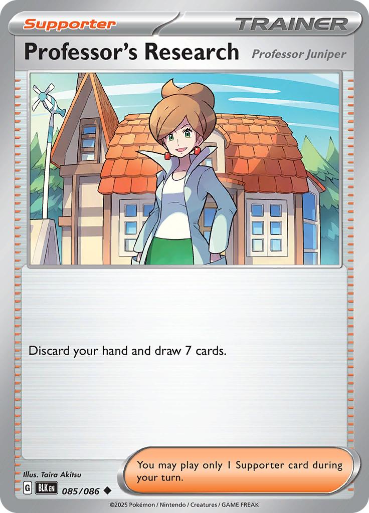 Pokémon-kaart Professor's Research Professor Juniper 085/086 Uncommon uit de set Black Bolt