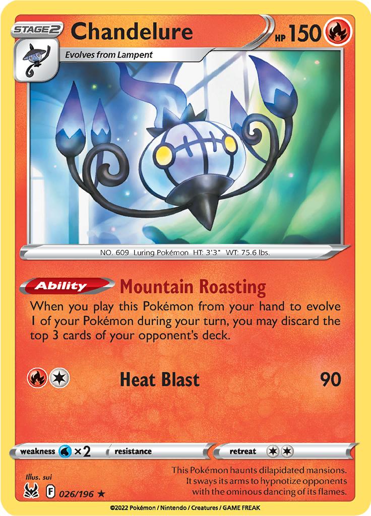 Pokémon-kaart Chandelure 026/196 Holo Rare uit de set Lost Origin Hoofdafbeelding