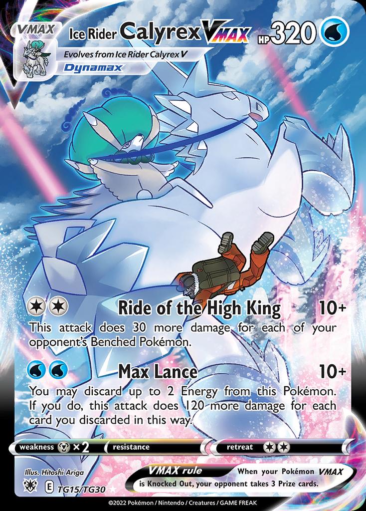 Pokémon-kaart Ice Rider Calyrex VMAX TG15/TG30 Ultra Rare uit de set Astral Radiance