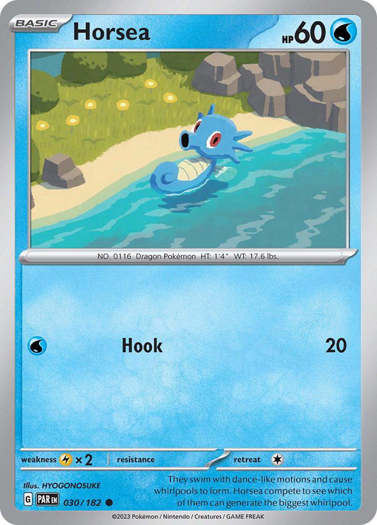 Pokémon-kaart Horsea 030/182 Common uit de set Paradox Rift