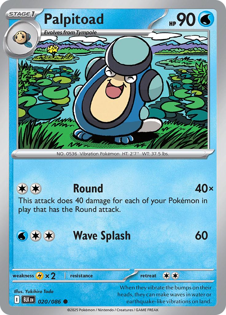 Pokémon-kaart Palpitoad 020/086 Common uit de set Black Bolt