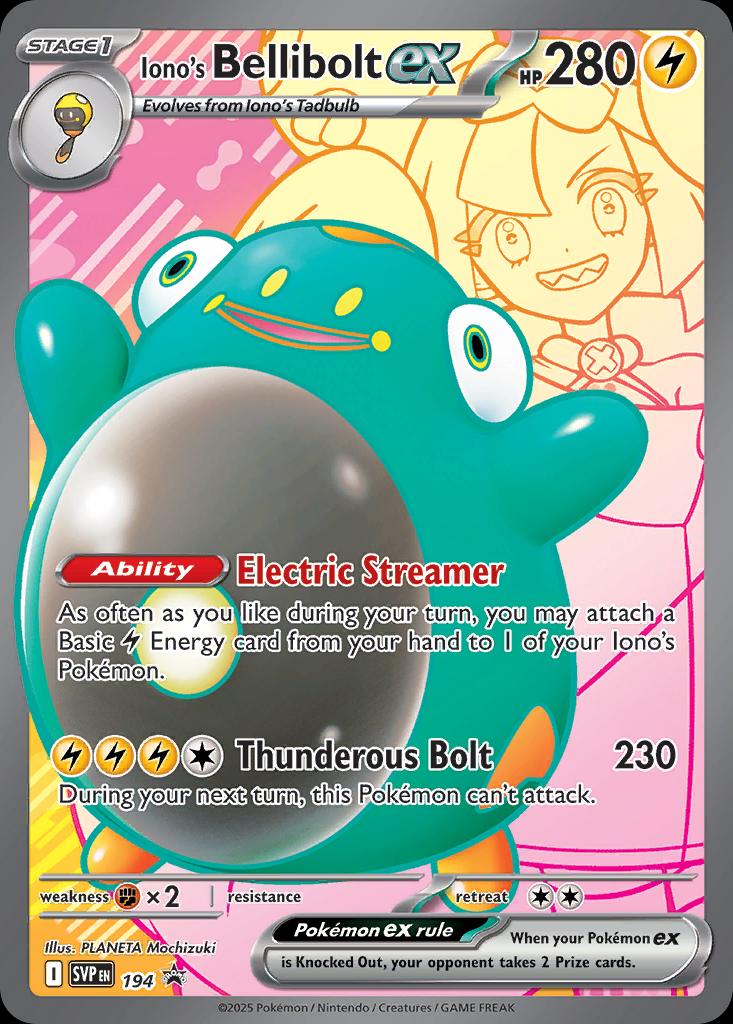 Pokémon-kaart Iono's Bellibolt ex SVP 194 Promo uit de set SV Black Star Promos