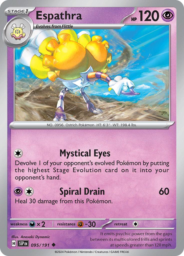 Pokémon-kaart Espathra 095/191 Uncommon uit de set Surging Sparks