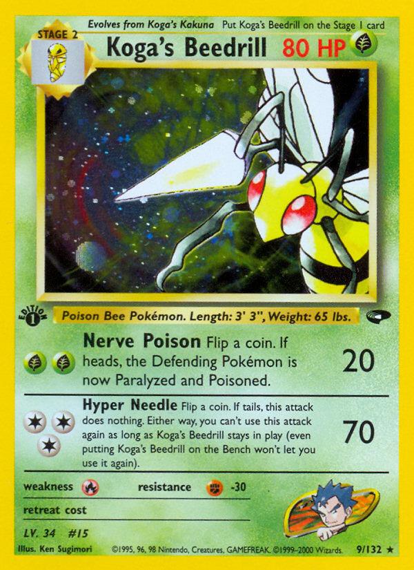Pokémon-kaart Koga's Beedrill 9/132 Holo Rare uit de set Gym Challenge Hoofdafbeelding