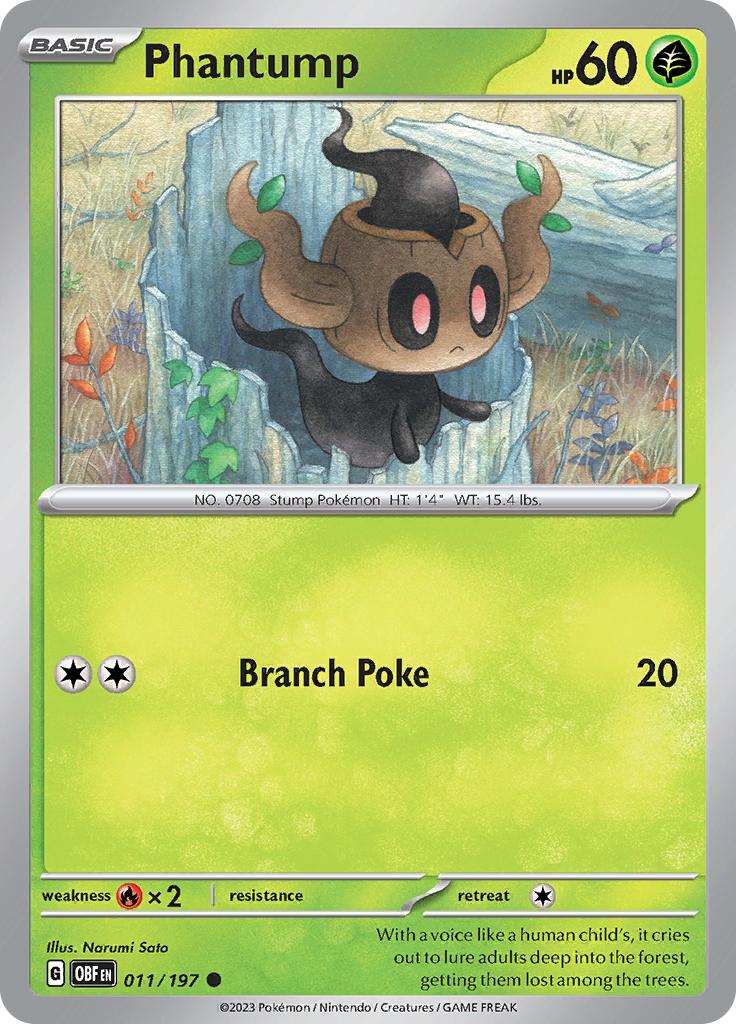 Pokémon-kaart Phantump 011/197 Common uit de set Obsidian Flames