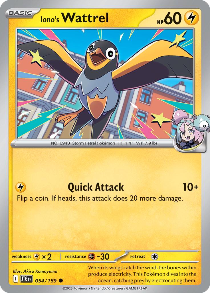 Pokémon-kaart Iono's Wattrel 054/159 Common uit de set Journey Together Hauptbild
