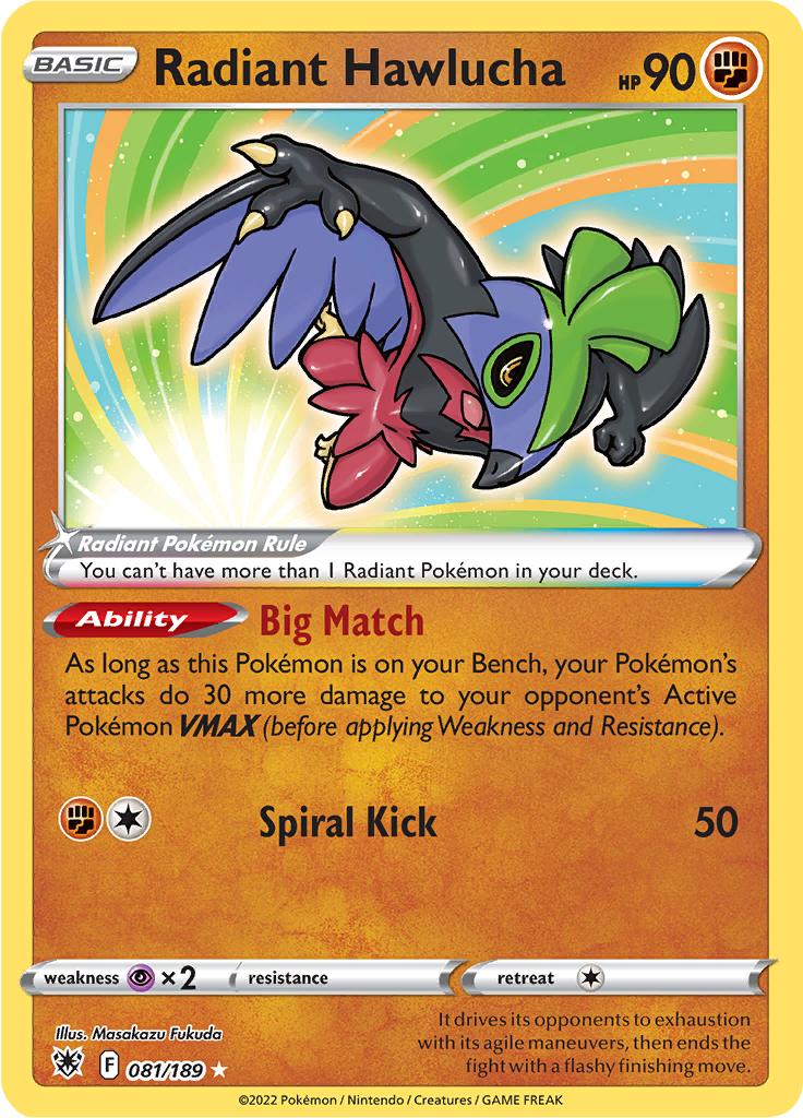 Pokémon-kaart Radiant Hawlucha 081/189 Ultra Rare uit de set Astral Radiance Hoofdafbeelding