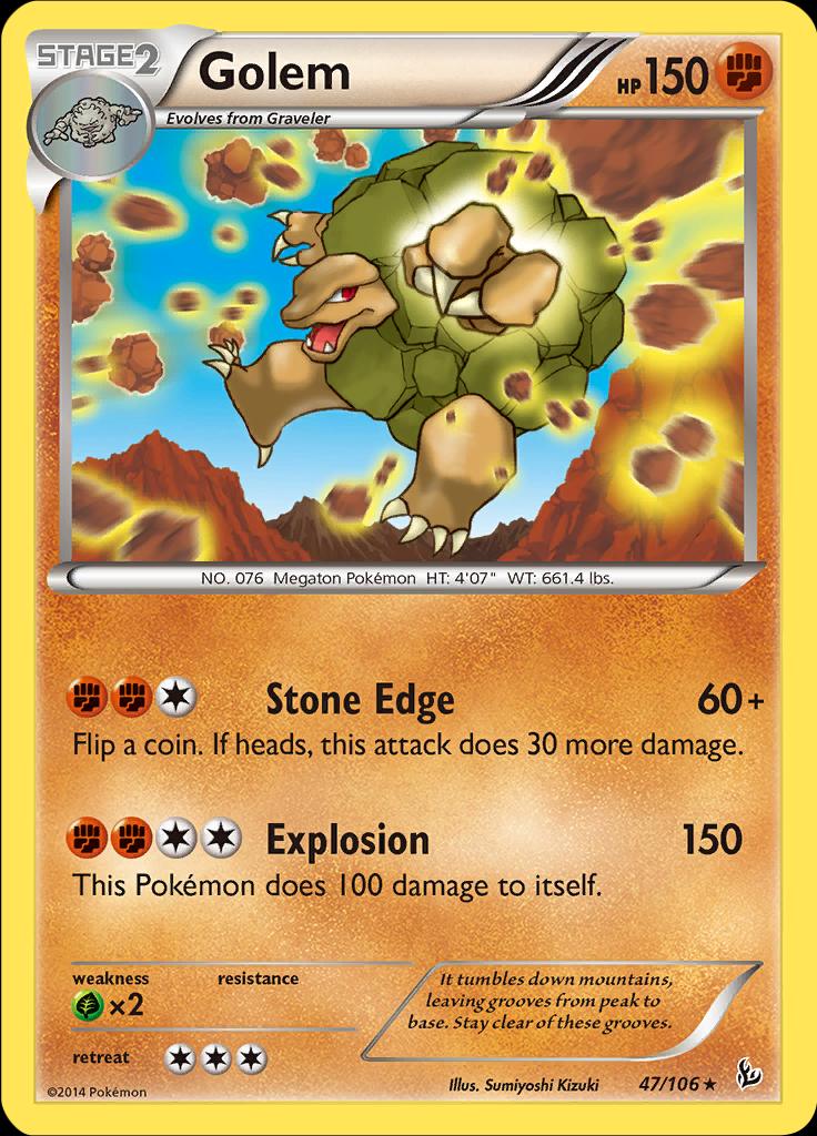 Pokémon-kaart Golem 47/106 Rare uit de set Flashfire Image principale du produit