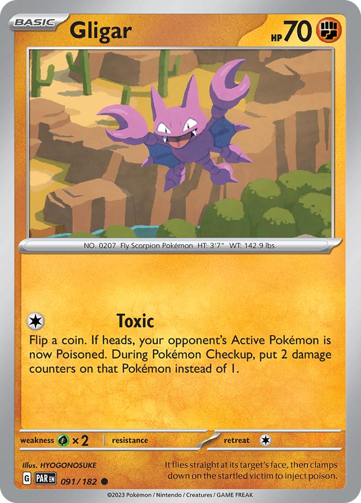 Pokémon-kaart Gligar 091/182 Common uit de set Paradox Rift