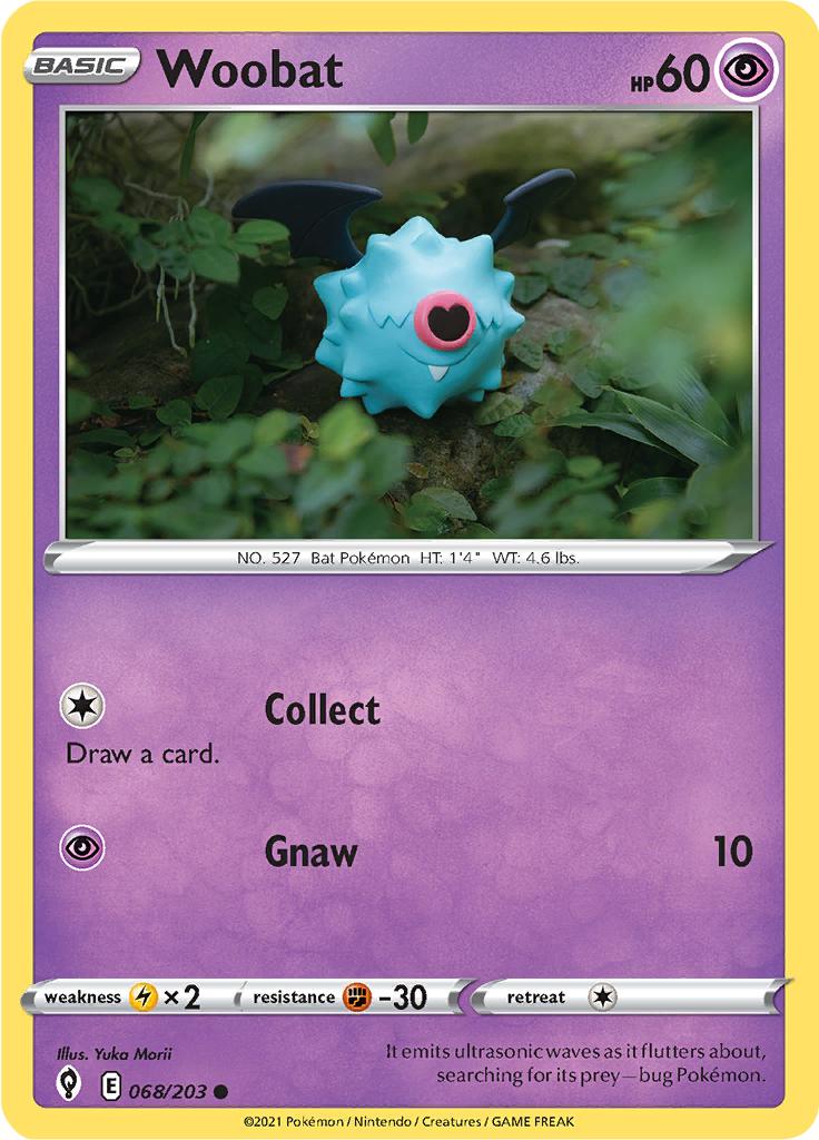 Pokémon-kaart Woobat 068/203 Common uit de set Evolving Skies Hauptbild