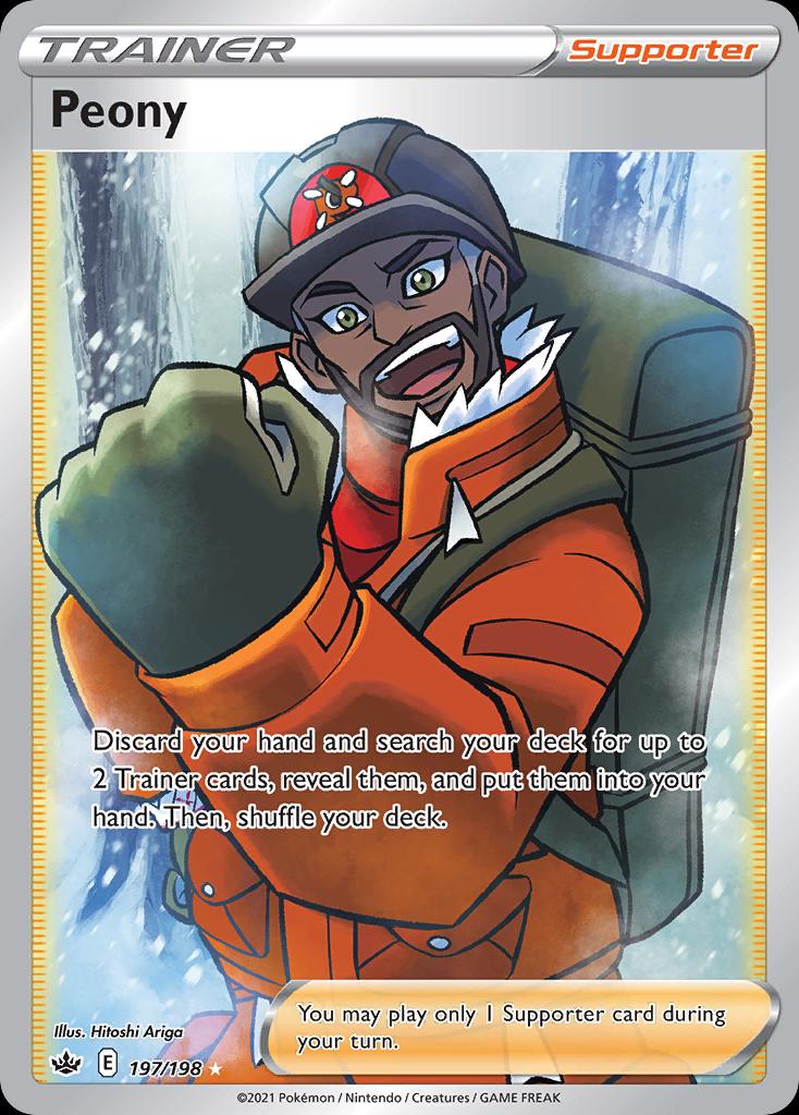 Pokémon-kaart Peony 197/198 Ultra Rare uit de set Chilling Reign