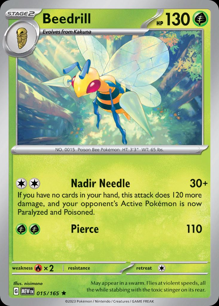 Pokémon-kaart Beedrill 15/165 Rare uit de set 151 Image principale du produit