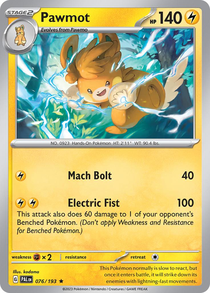 Pokémon-kaart Pawmot 076/193 Rare uit de set Paldea Evolved