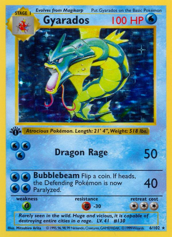 Pokémon-kaart Gyarados 6/102 Holo Rare uit de set Base Set
