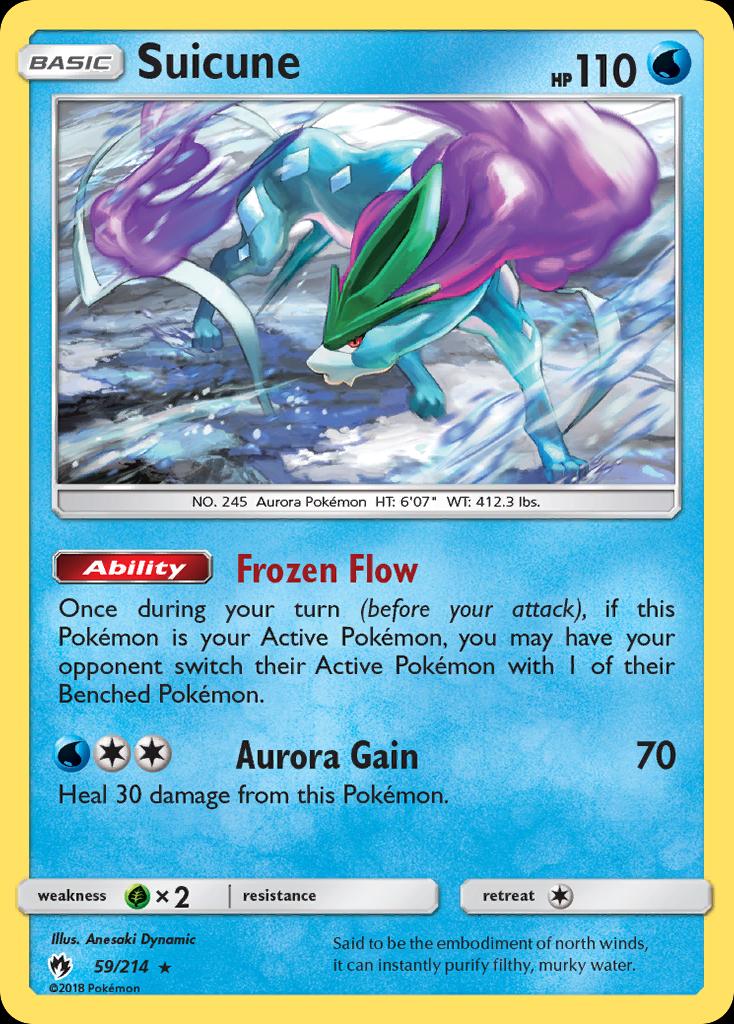 Pokémon-kaart Suicune 59/214 Holo Rare uit de set Lost Thunder Image principale du produit