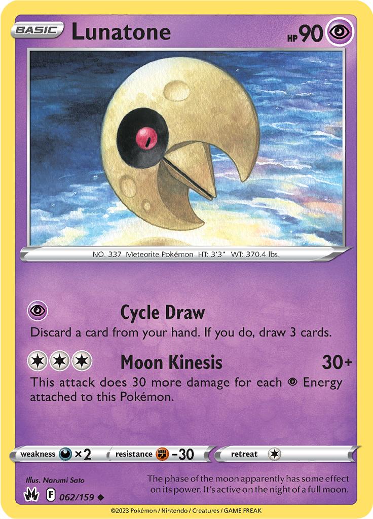 Pokémon-kaart Lunatone 62/159 Uncommon uit de set Crown Zenith Imagen principal del producto