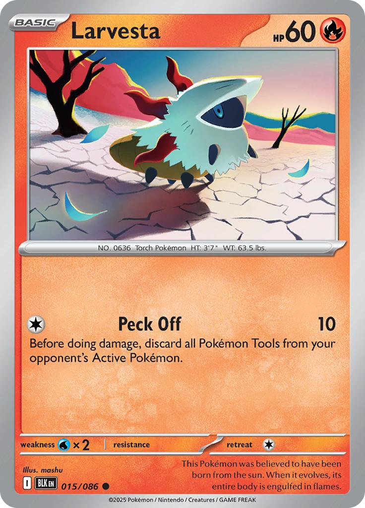 Pokémon-kaart Larvesta 015/086 Common uit de set Black Bolt