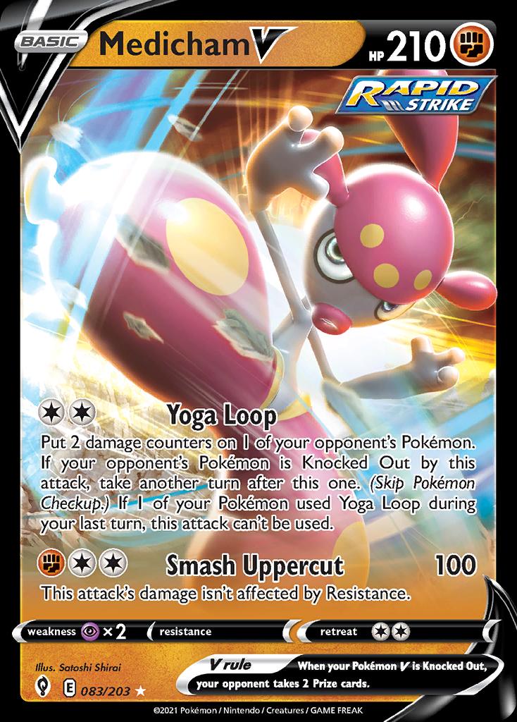 Pokémon-kaart Medicham V 083/203 Ultra Rare uit de set Evolving Skies