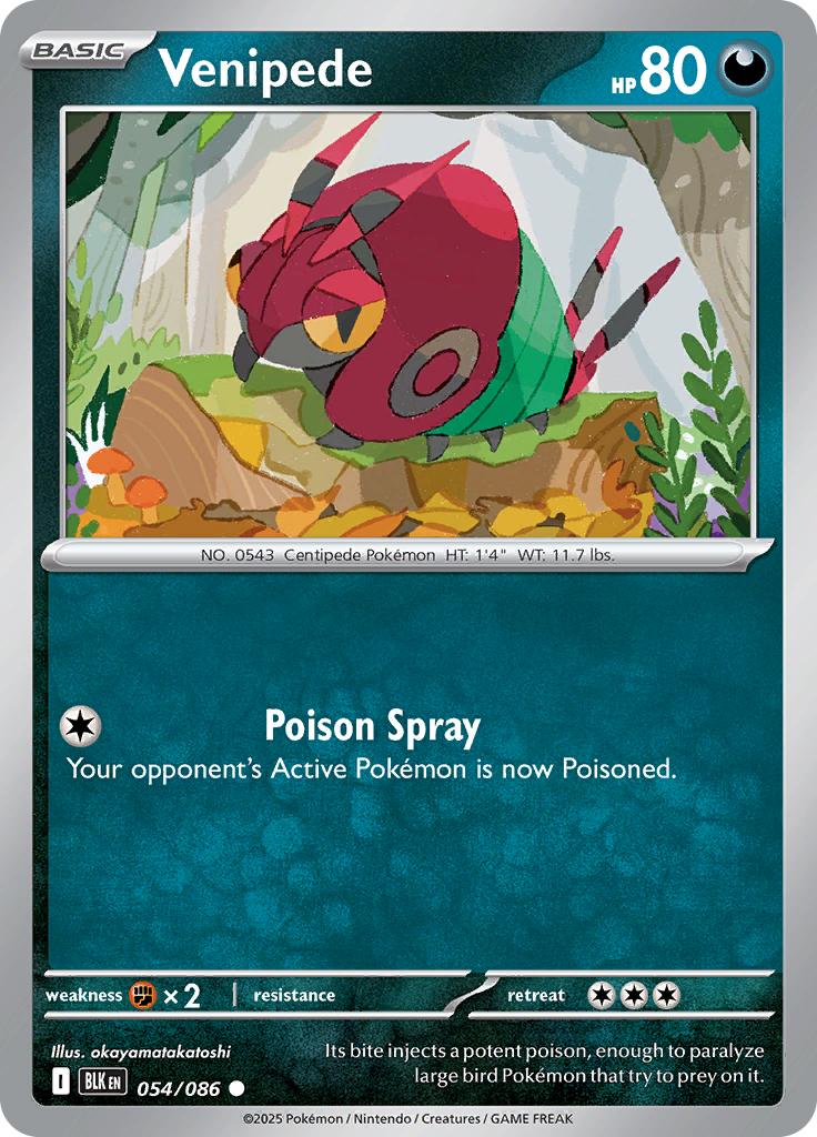 Pokémon-kaart Venipede 054/086 Common uit de set Black Bolt