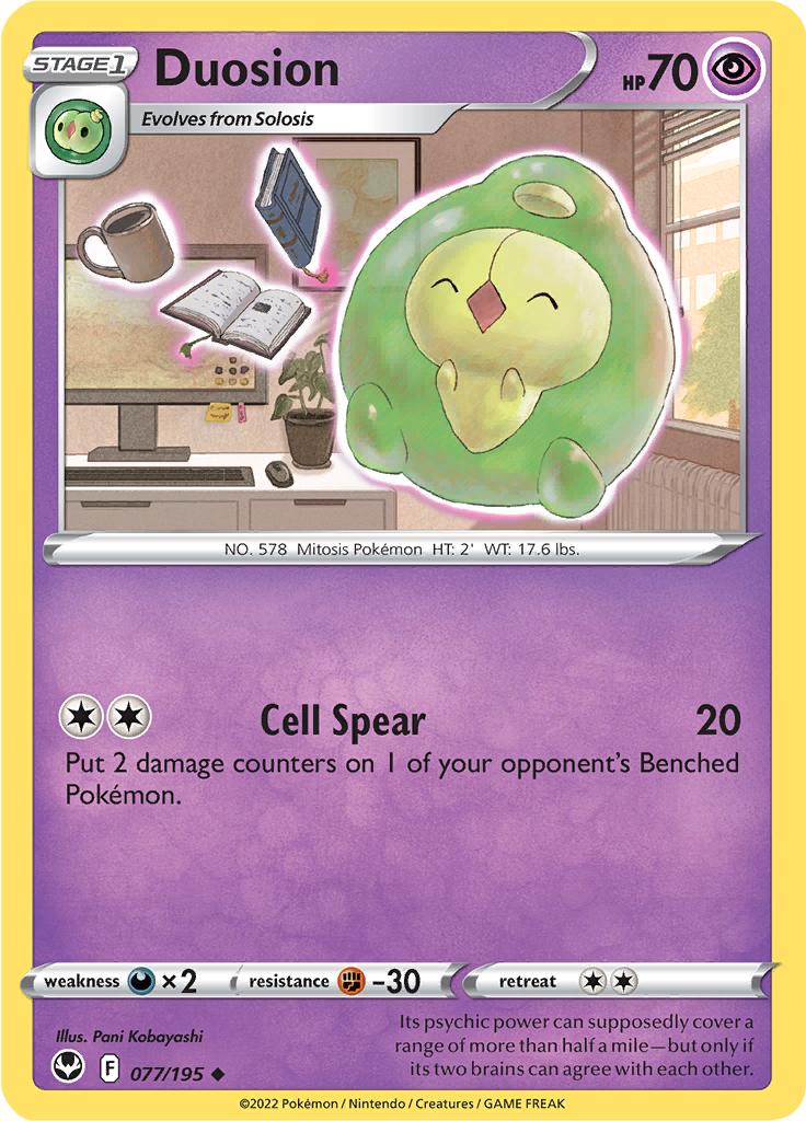 Pokémon-kaart Duosion 077/195 Uncommon uit de set Silver Tempest Hoofdafbeelding