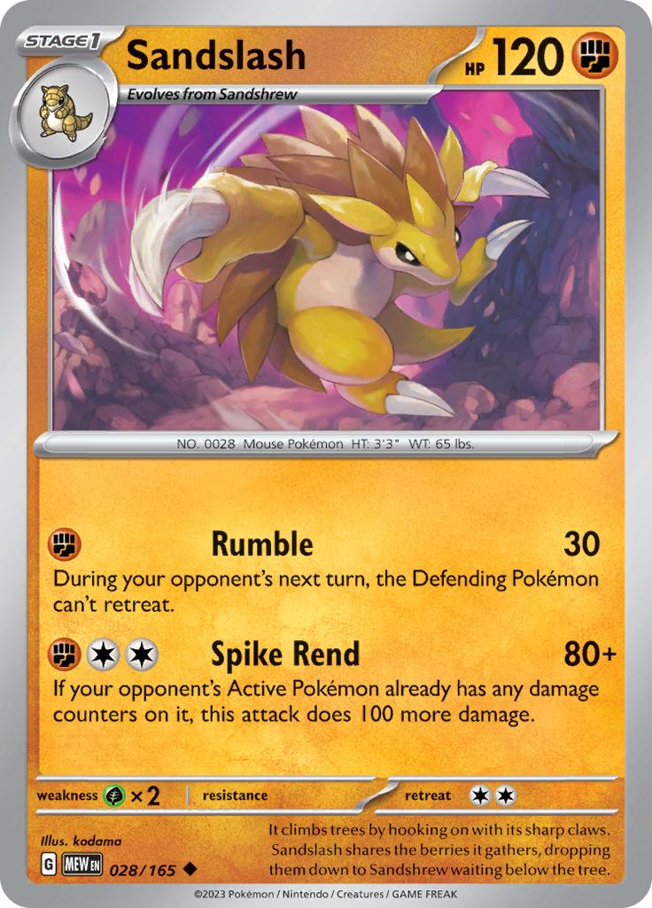 Pokémon-kaart Sandslash 028/165 Uncommon uit de set 151 Immagine principale del prodotto
